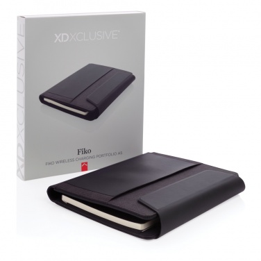 Logotrade promotional item image of: Fiko wireless charging A5 portfolio with powerbank